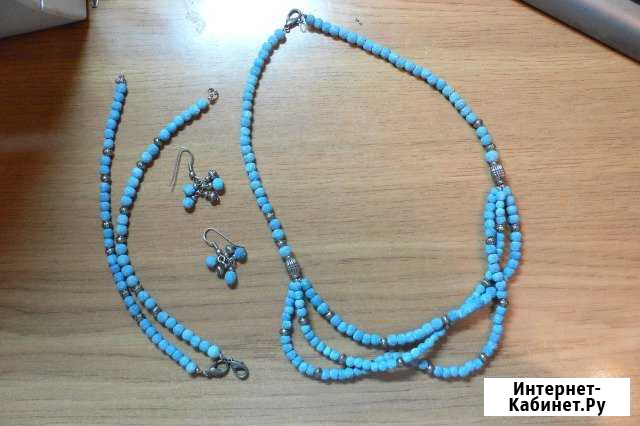 Комплект из натурального голубого коралла Киров - изображение 1