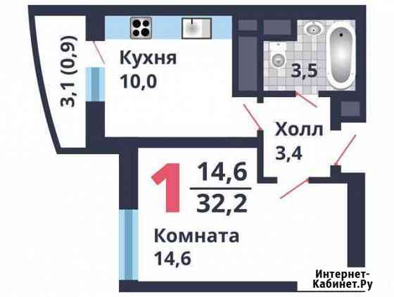 1-к квартира, 32.2 кв.м., 16/17 эт. Домодедово