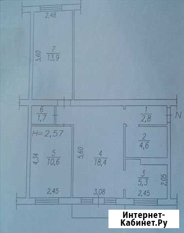 3-к квартира, 57 кв.м., 5/5 эт. Междуреченск - изображение 1