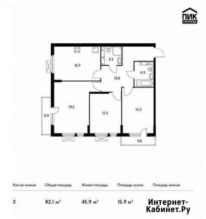 3-к квартира, 82.1 кв.м., 15/18 эт. Ростов-на-Дону