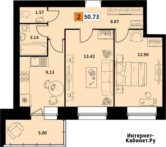 2-к квартира, 51 кв.м., 1/5 эт. Северодвинск - изображение 1