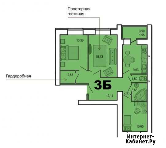 3-к квартира, 76.3 кв.м., 13/15 эт. Засечное - изображение 1