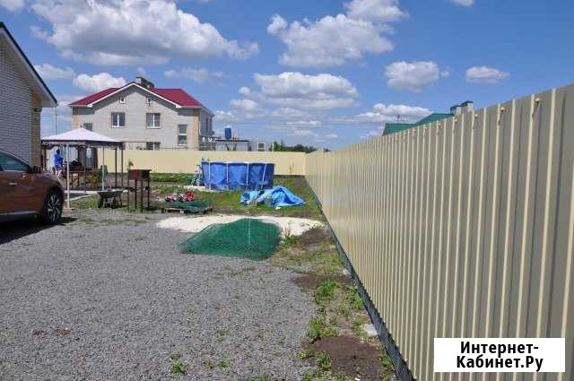 Забор из профлиста и с кирпичными колоннами Новошахтинск - изображение 1