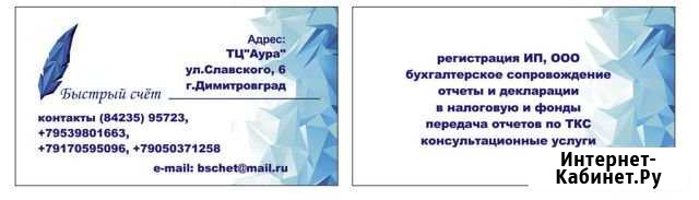 Ооо Быстрый счет Бухгалтерские услуги Димитровград - изображение 1