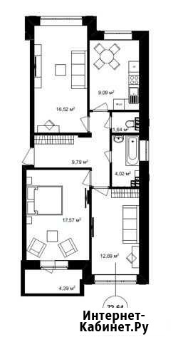 3-комнатная квартира, 75.7 м², 2/3 эт. на продажу в Андреевке Андреевка - изображение 1