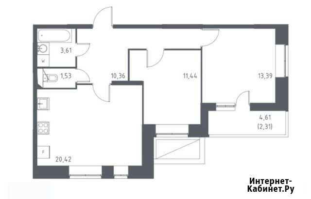 2-комнатная квартира, 63.1 м², 2/17 эт. на продажу в Видном Видное - изображение 1