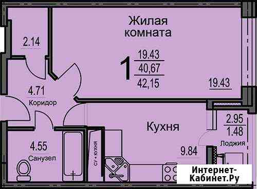 1-комнатная квартира, 42.2 м², 19/25 эт. на продажу в Воронеже Воронеж