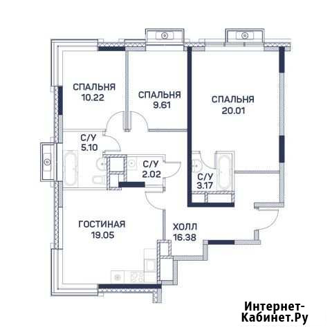 4-комнатная квартира, 85.6 м², 17/22 эт. на продажу в Москве Москва - изображение 1