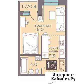 Квартира-студия, 30.1 м², 8/16 эт. на продажу в Перми Пермь