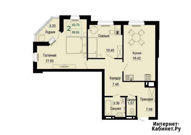 2-комнатная квартира, 66.9 м², 6/24 эт. на продажу в Самаре Самара - изображение 1