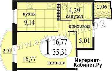 1-комнатная квартира, 35 м², 10/16 эт. на продажу в Тюмени Тюмень