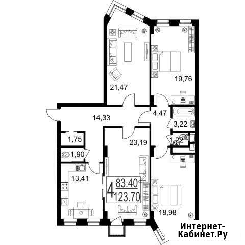 4-комнатная квартира, 123.7 м², 14/18 эт. на продажу в Москве Москва - изображение 1