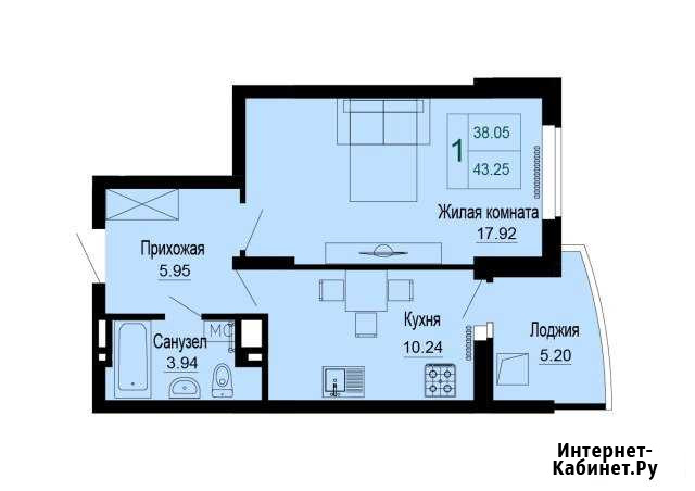 1-комнатная квартира, 43.3 м², 22/24 эт. на продажу в Самаре Самара - изображение 1