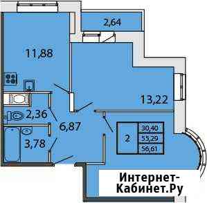 2-комнатная квартира, 56.5 м², 3/6 эт. на продажу в Аннино Аннино