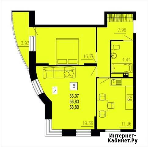 2-комнатная квартира, 58.8 м², 1/12 эт. на продажу в Каменске-Уральском Каменск-Уральский - изображение 1