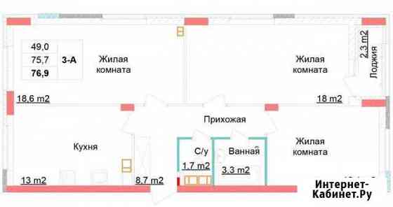 3-комнатная квартира, 76.8 м², 8/12 эт. на продажу в Нижнем Новгороде Нижний Новгород