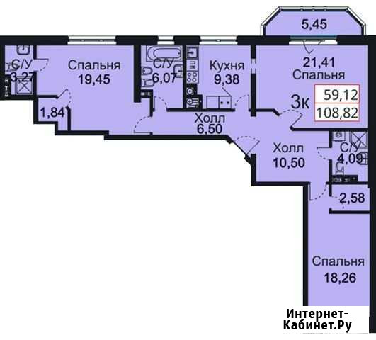 3-комнатная квартира, 108 м², 8/12 эт. на продажу в Калининграде Калининград - изображение 1