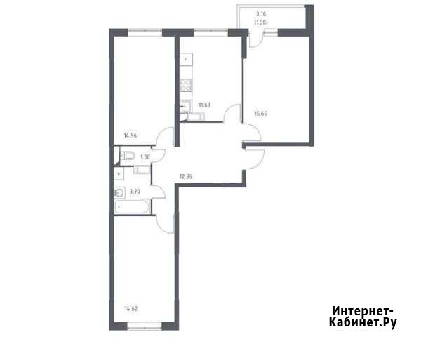 3-комнатная квартира, 75.8 м², 15/17 эт. на продажу в Томилино Томилино - изображение 1
