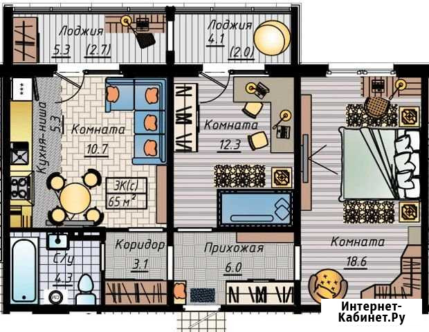 3-комнатная квартира, 65 м², 2/10 эт. на продажу в Барнауле Барнаул - изображение 1