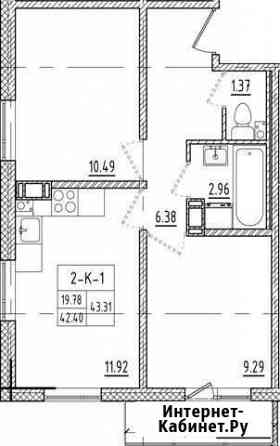 2-комнатная квартира, 44 м², 7/19 эт. на продажу в Мурино Мурино