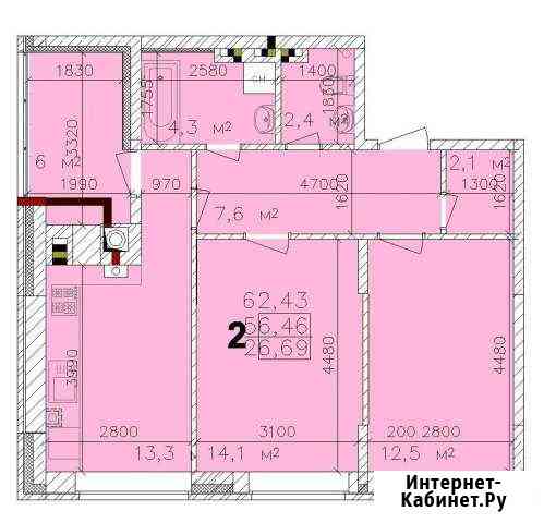 2-комнатная квартира, 62.4 м², 2/12 эт. на продажу в Рязани Рязань