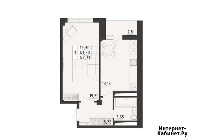 1-комнатная квартира, 42.7 м², 5/17 эт. на продажу в Липецке Липецк - изображение 1