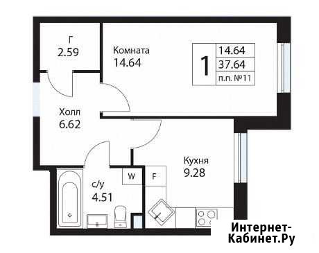 1-комнатная квартира, 37.6 м², 1/15 эт. на продажу в Ватутинках Ватутинки - изображение 1