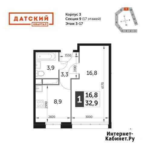 1-комнатная квартира, 32.9 м², 14/17 эт. на продажу в Мытищах Мытищи