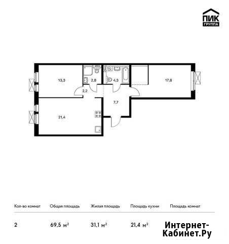 2-комнатная квартира, 69.5 м², 13/15 эт. на продажу в Балашихе Балашиха - изображение 1