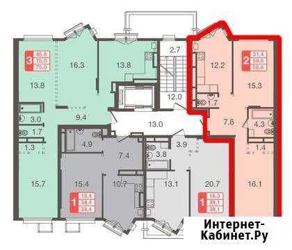 2-комнатная квартира, 58.6 м², 3/5 эт. на продажу в Химках Химки - изображение 1