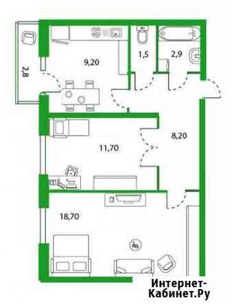 2-комнатная квартира, 53.1 м², 17/25 эт. на продажу в Пушкине Пушкин