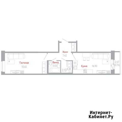 1-комнатная квартира, 48.9 м², 6/11 эт. на продажу в Колпино Колпино - изображение 1
