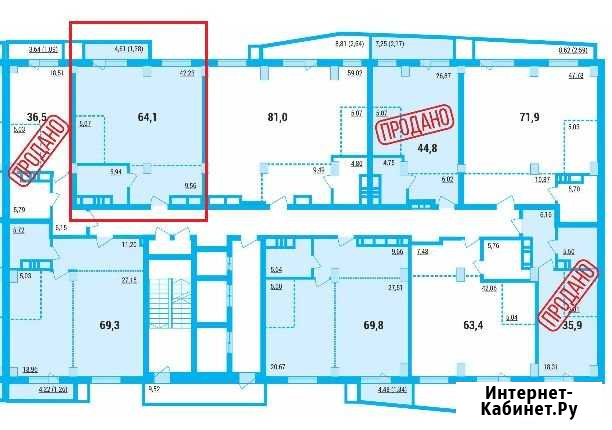 2-комнатная квартира, 64.1 м², 12/23 эт. на продажу в Челябинске Челябинск - изображение 1
