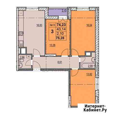 3-комнатная квартира, 76.3 м², 2/23 эт. на продажу в Нижнем Новгороде Нижний Новгород