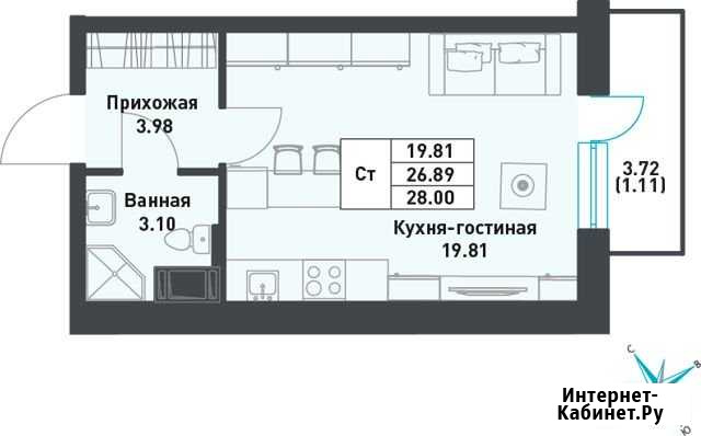Квартира-студия, 28 м², 5/9 эт. на продажу в поселке Свердлова Свердлова - изображение 1