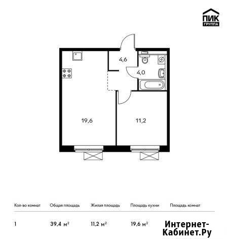 1-комнатная квартира, 39.4 м², 13/14 эт. на продажу в Люберцах Люберцы - изображение 1