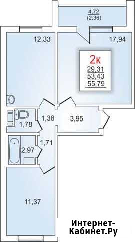 2-комнатная квартира, 55.8 м², 1/10 эт. на продажу в Челябинске Челябинск - изображение 1