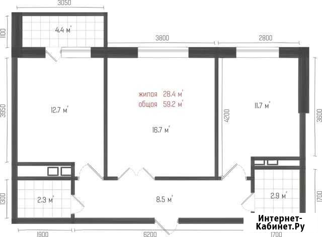 2-комнатная квартира, 59.2 м², 9/16 эт. на продажу в Ставрополе Ставрополь - изображение 1