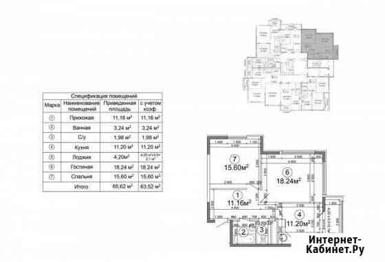 2-комнатная квартира, 65.6 м², 14/18 эт. на продажу в Симферополе Симферополь