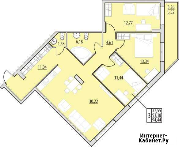 3-комнатная квартира, 94.4 м², 15/17 эт. на продажу в Кирове Киров - изображение 1