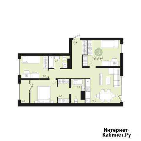 3-комнатная квартира, 98.5 м², 6/8 эт. на продажу в Сургуте Ханты-Мансийского АО Сургут