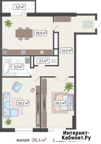 2-комнатная квартира, 80.4 м², 5/16 эт. на продажу в Ставрополе Ставрополь - изображение 1