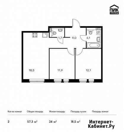 2-комнатная квартира, 57.3 м², 12/25 эт. на продажу в Одинцово Одинцово