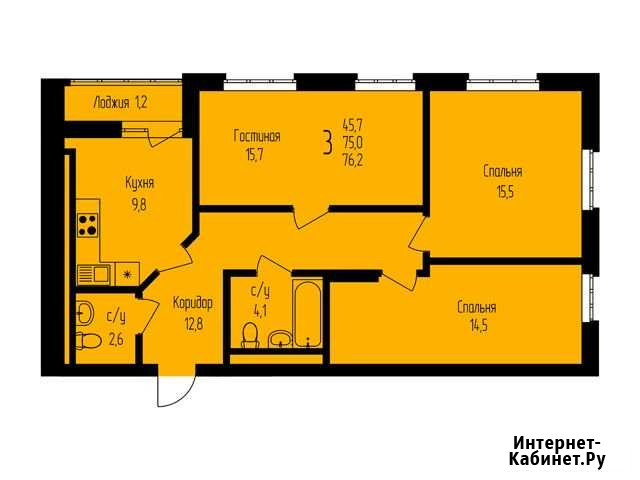 3-комнатная квартира, 76.2 м², 10/24 эт. на продажу в Уфе Уфа - изображение 1
