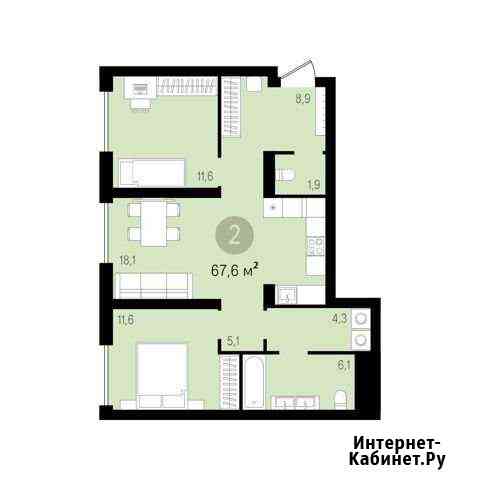 2-комнатная квартира, 67.6 м², 2/9 эт. на продажу в Екатеринбурге Екатеринбург