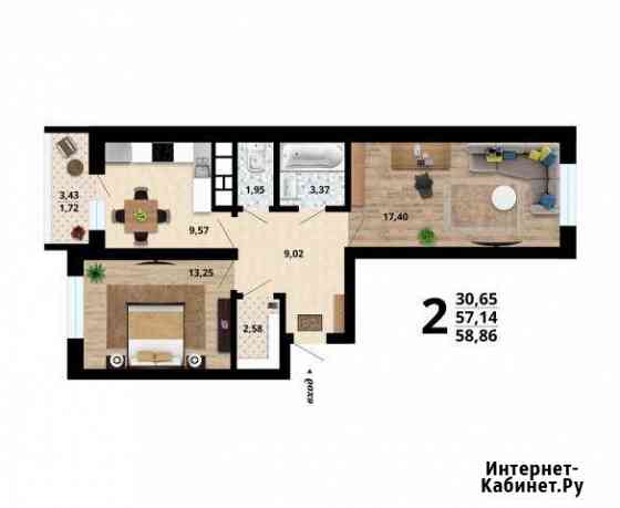 2-комнатная квартира, 58.9 м², 15/25 эт. на продажу в Воронеже Воронеж