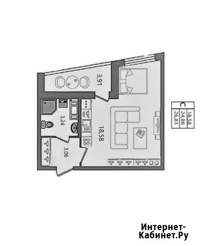 Квартира-студия, 26.8 м², 6/16 эт. на продажу в Мурино Мурино - изображение 1