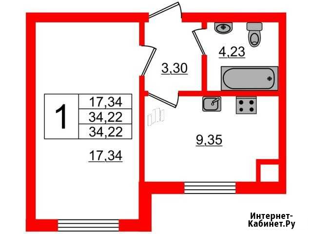 1-комнатная квартира, 34.2 м², 1/8 эт. на продажу в Светлогорске Светлогорск - изображение 1