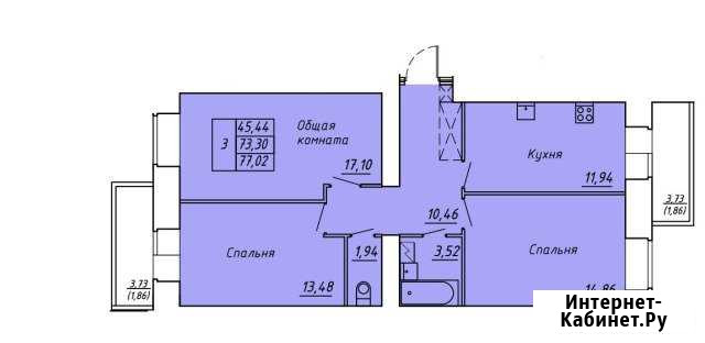 3-комнатная квартира, 77 м², 8/14 эт. на продажу в Вологде Вологда - изображение 1