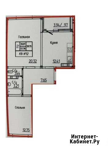 2-комнатная квартира, 59.8 м², 4/17 эт. на продажу в Оренбурге Оренбург - изображение 1